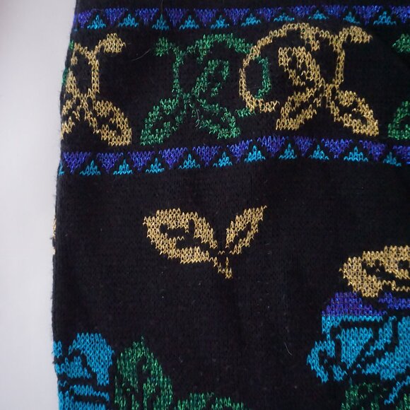 Vintage Holiday Time Black Floral Knit Sweater Eclectic Grandpa Grandmacore 22W - Picture 4 of 9